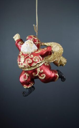 Santa Genie orn Satin Red w/ glits