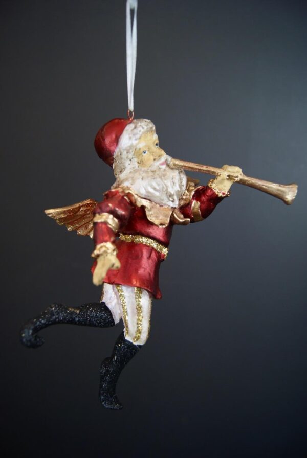 Gay Santa Trumpeter Sat Red and Gold details