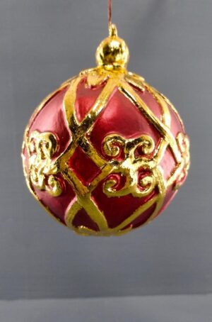 Ball ornament satin red w/ GL details
