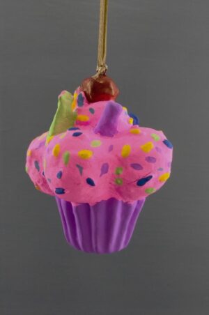 Neon pink cupcake orn