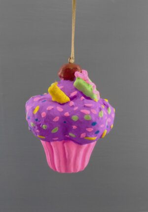 Purple cupcake orn with details