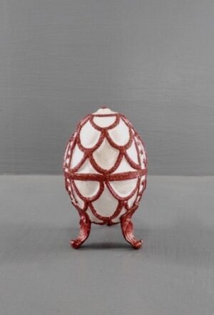 Egg Tabletop pearl white with red glits