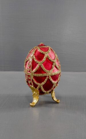 Egg Tabletop satin red with gold glits