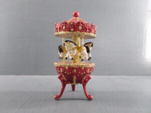 Small Carousel  satin red w/ gold details