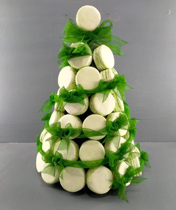 Macarons tree realistic green with ribbon