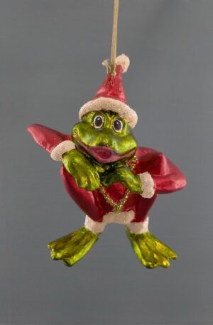 Sitting frog satin red w/ glits