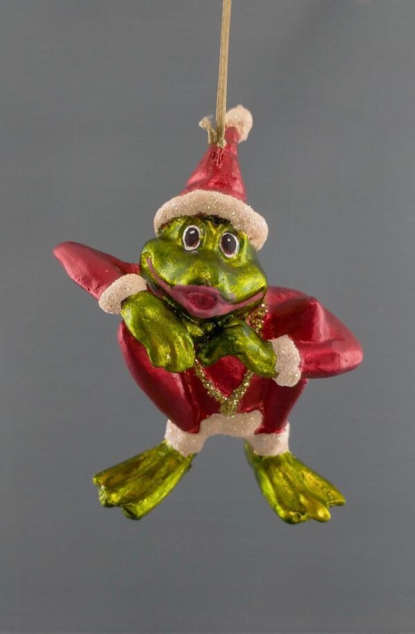 Sitting frog satin red w/ glits