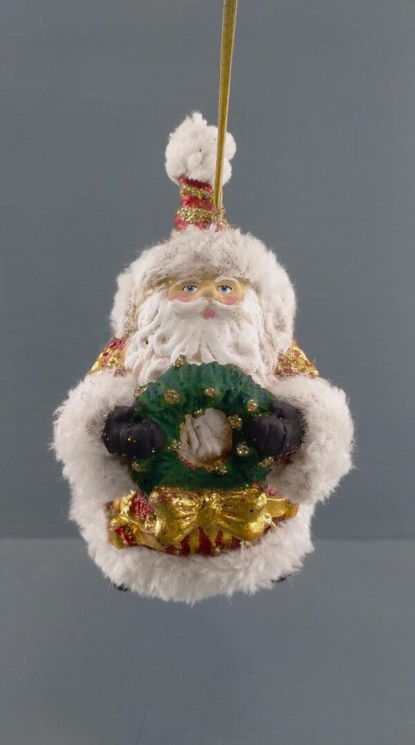 Santa holding wreath satin red & gl details
