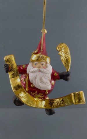 Scroll writing santa satin red w/ GL