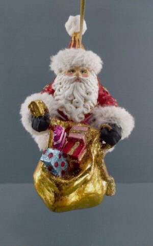 Santa w/ gift bag satin red/GL details