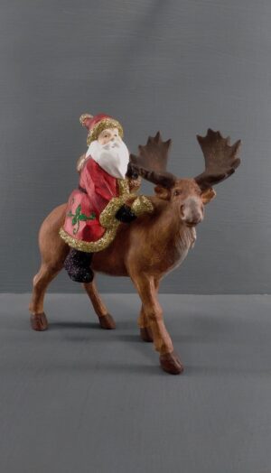 Santa riding on moose realistic color