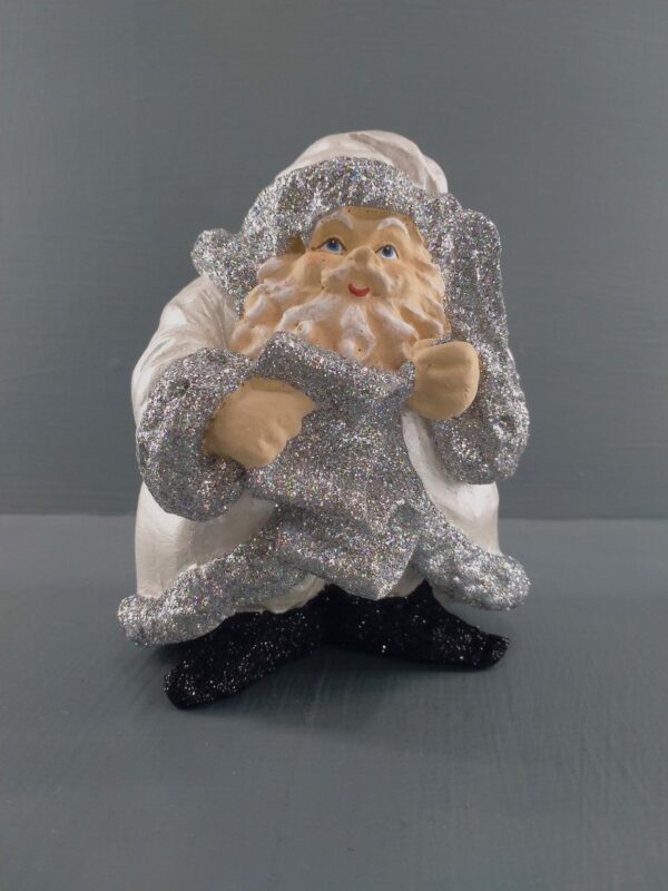 Fat Santa writing in scroll pearl white w/ glits