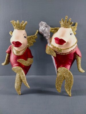 Pouty lips queen fish satin red w/ glits a/2