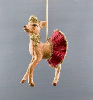 Lady deer w/ skirt satin red w/ glits