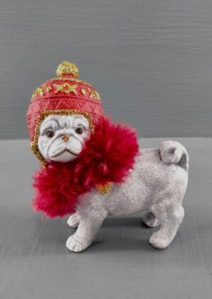 Pug w/ satin red neckpiece