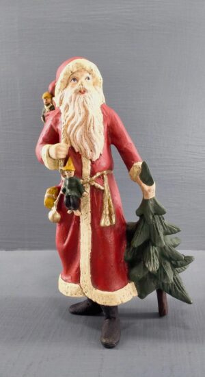 Standing santa holding tree red w/ GL