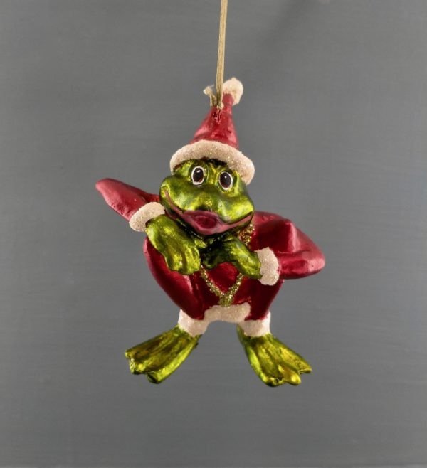 Sitting frog satin red w/ glits