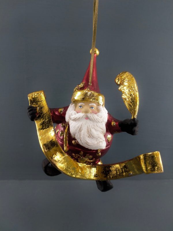 Scroll writing santa satin red w/ GL