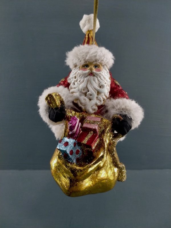 Santa w/ gift bag satin red/GL details