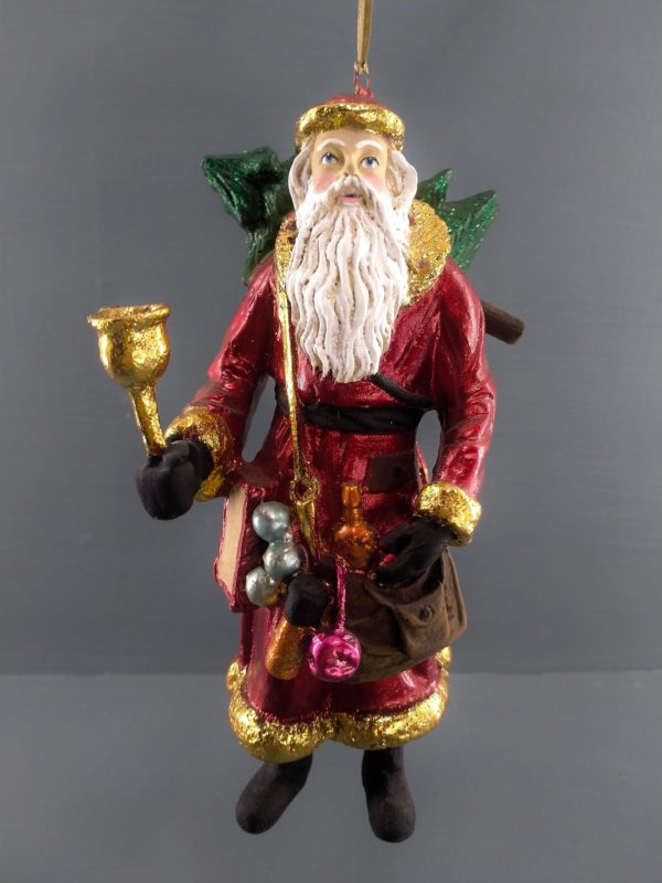 Santa holding bell & tree at the back satin red/GL details