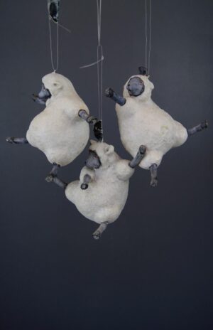 Sheep Ornament S/3 White Glitt