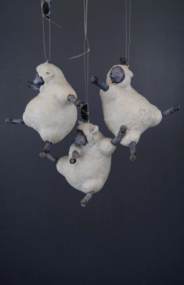 Sheep Ornament S/3 White Glitt