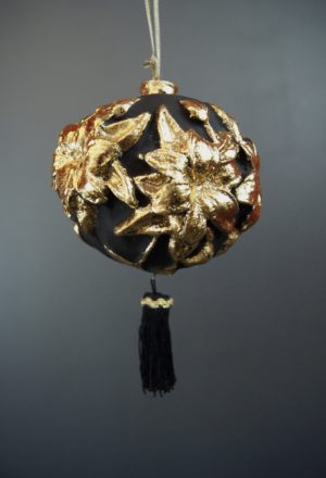Floral pattern orn Black w/ tassel