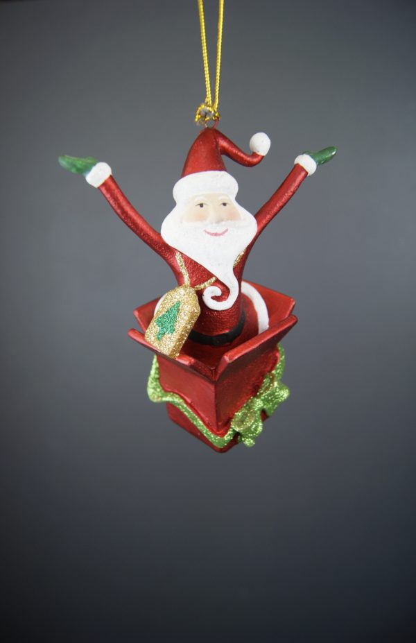 Santa w/ gift & tag orn