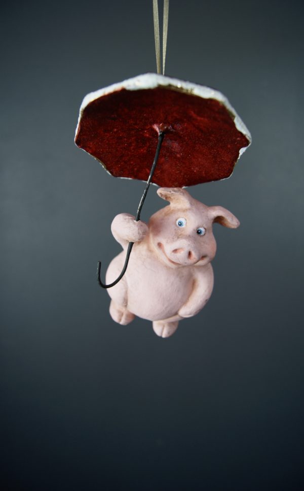 Percy pig umbrella orn painted