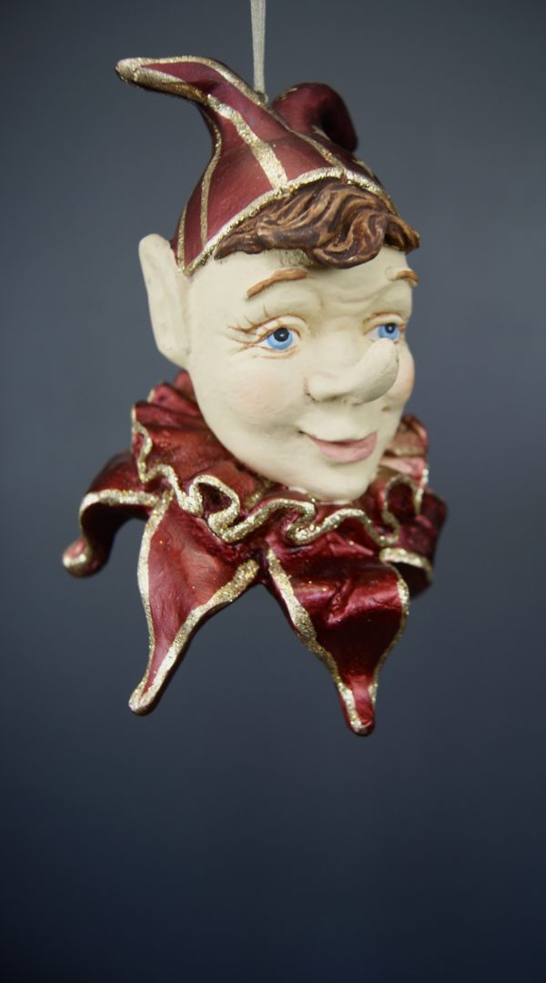 Jester head orn sat red