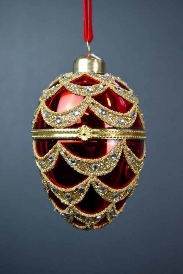 Glass egg box red 8,5 cm