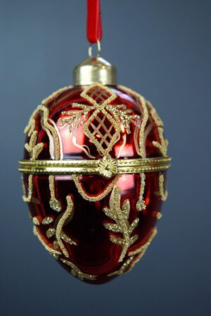 Glass egg box red 8,5 cm