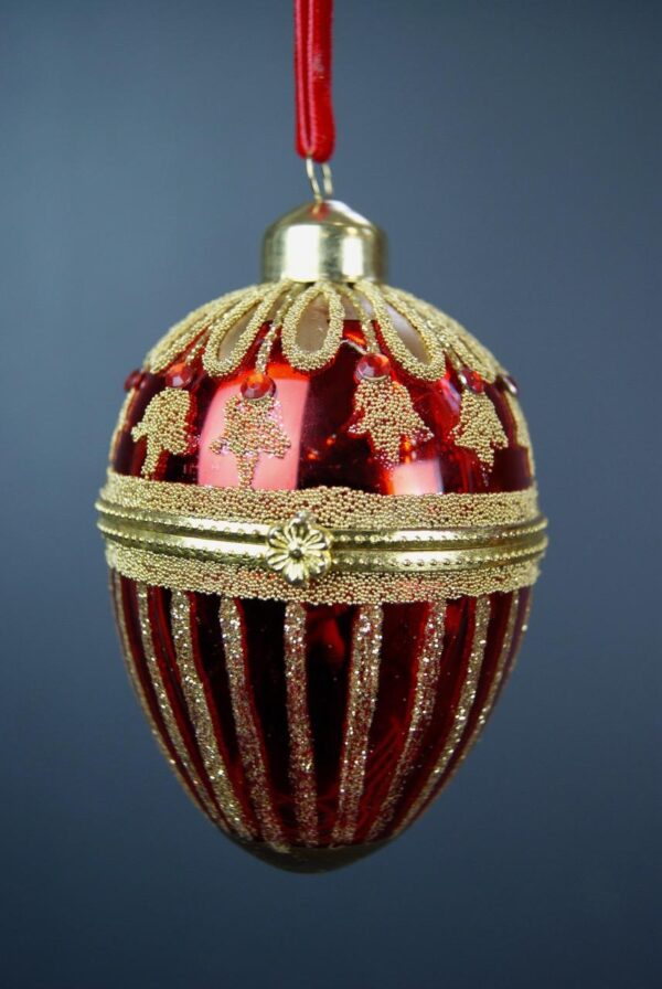 Glass egg box red 8,5 cm
