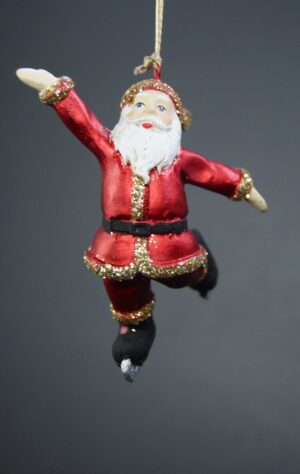 Skating tiny santa satin red w/ glits