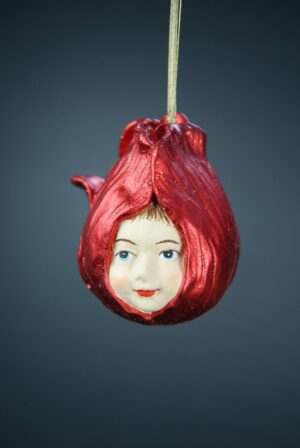 Tulips face satin red w/ glits