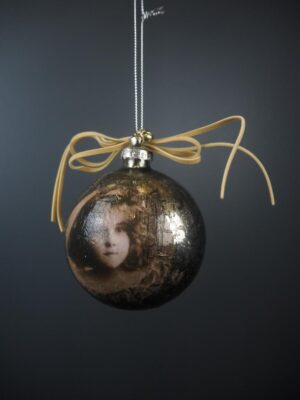 Glass Ball w angel Patter for Hanging