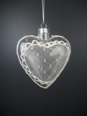 Clear Glass Heart Orn w Deco