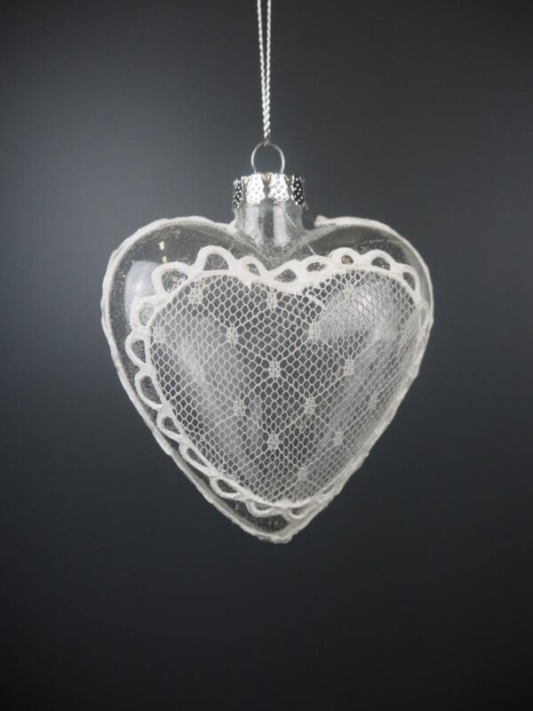 Clear Glass Heart Orn w Deco