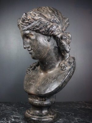 Luna bust Aged black stone