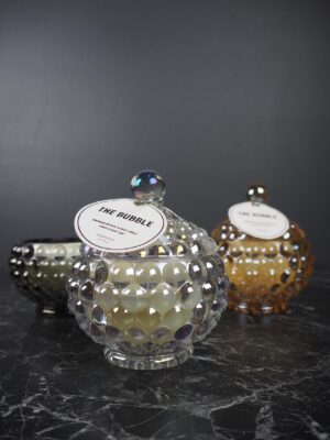 Bubble candle with fabric bag S/3