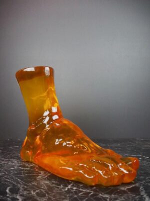 Male foot clear cast amber 12"
