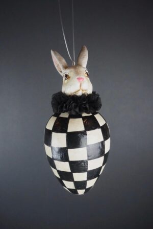 Ester bunny egg with blk/white  checkered details