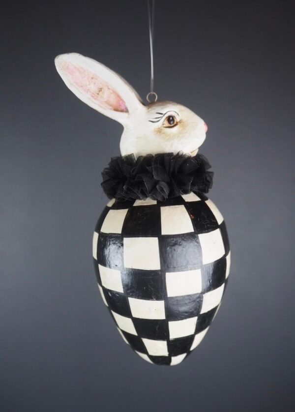 Ester bunny egg with blk/white  checkered details - Image 2