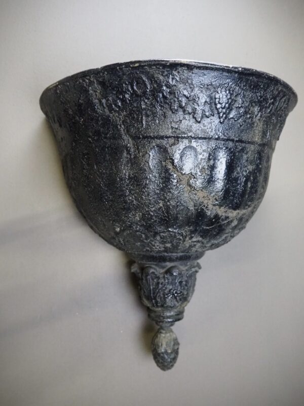 Bell Planter aged black stone