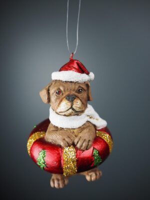 Realistic Brown Pug in Satin Red floater