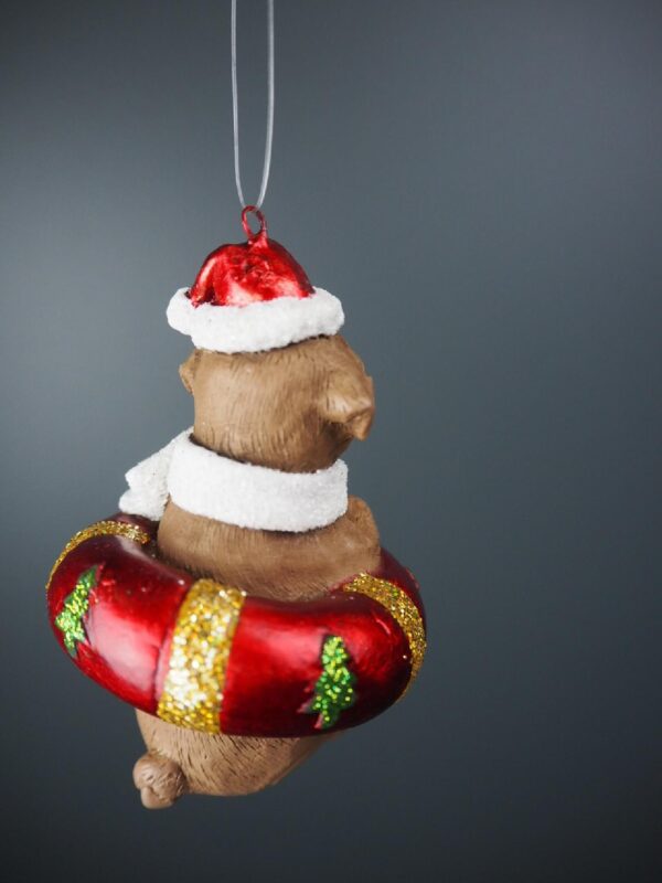 Realistic Brown Pug in Satin Red floater - Image 2