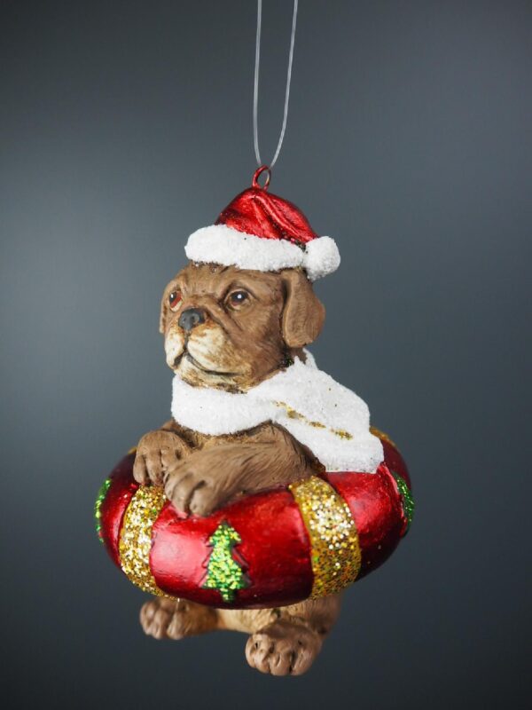 Realistic Brown Pug in Satin Red floater - Image 3