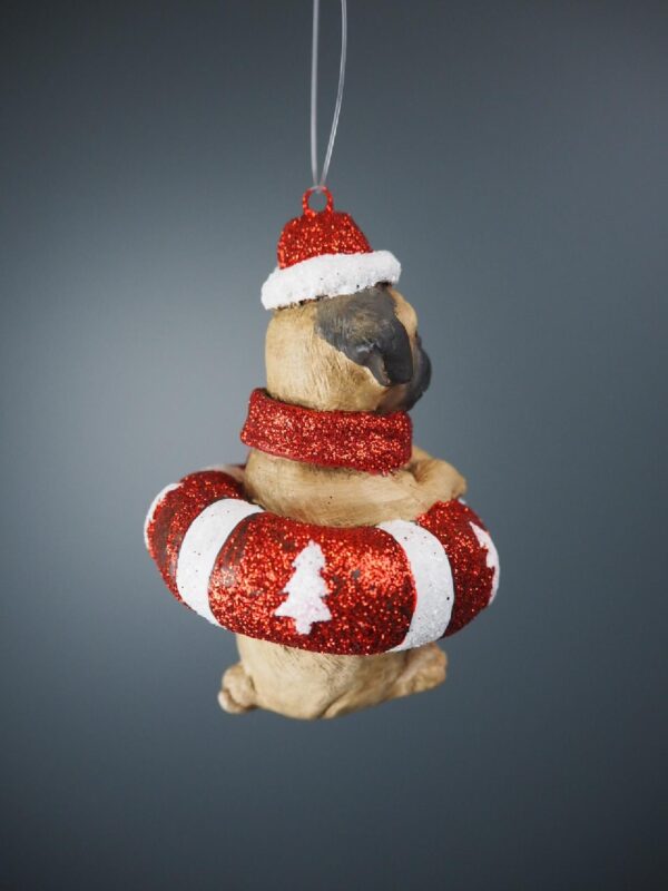 Brown Pug in Glitter Red & White floater - Image 2