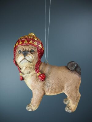 Brown Pug Red & Gold