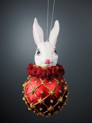 Rabbit Ball Satin Red & Gold Glits